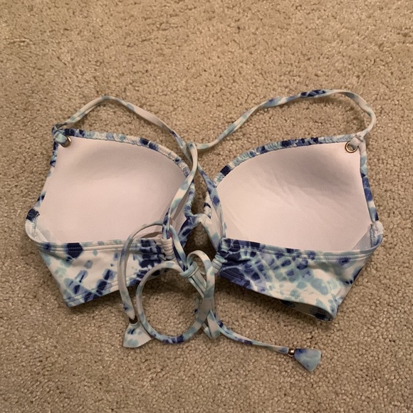 Marble blue and white swim bikini top - adjustable straps - Picture 4 of 7